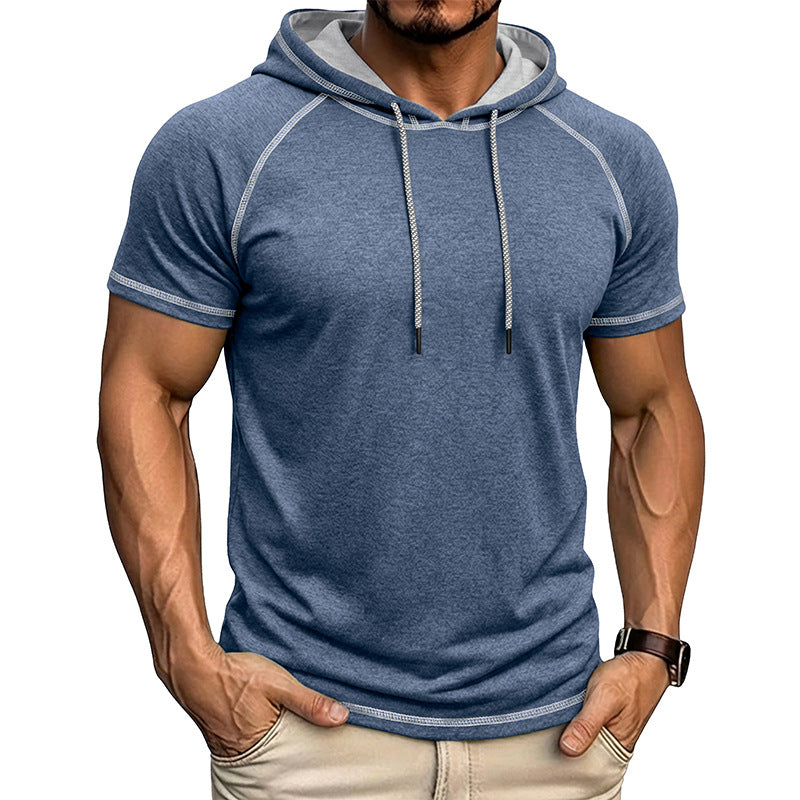 T-shirt à manches courtes à capuche sport pour hommes