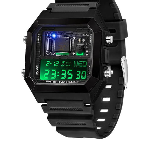 Fashion Square Waterproof Electronic Watch Multifonctionnel Student Sports Watch