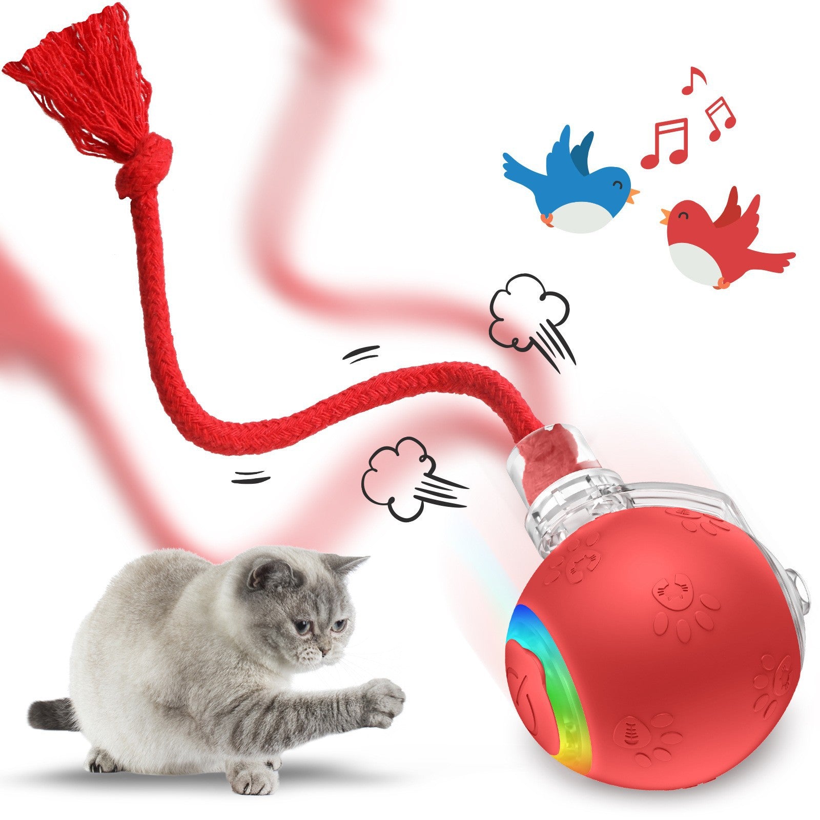 Balle de jouets pour animaux intelligents avec une corde pour chats