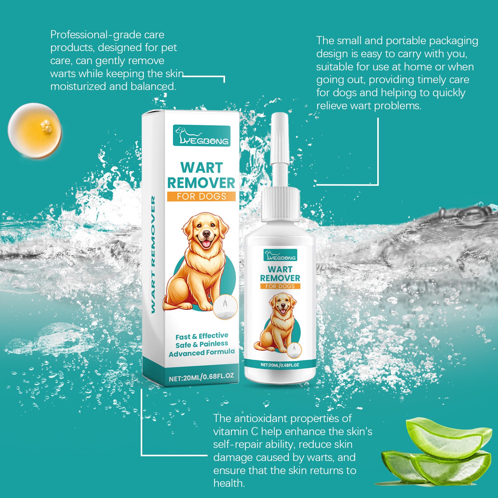 Yegbong Dog Yeast Solution de levure douce nettoyante pour la peau de chien Solution de levure pour usage externe
