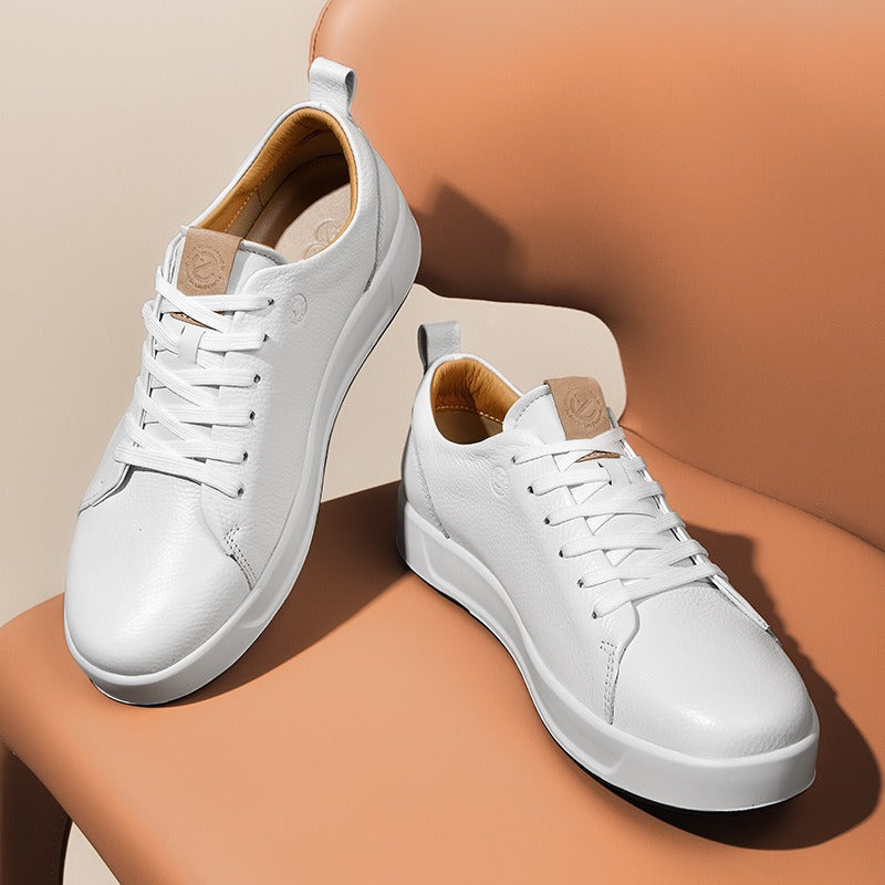 Chaussures Casual en cuir confortable et polyvalent Blanc en cuir Sneakers