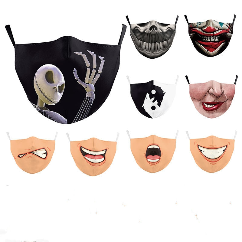Impression numérique Masque double couche pour visage drôle d'Halloween