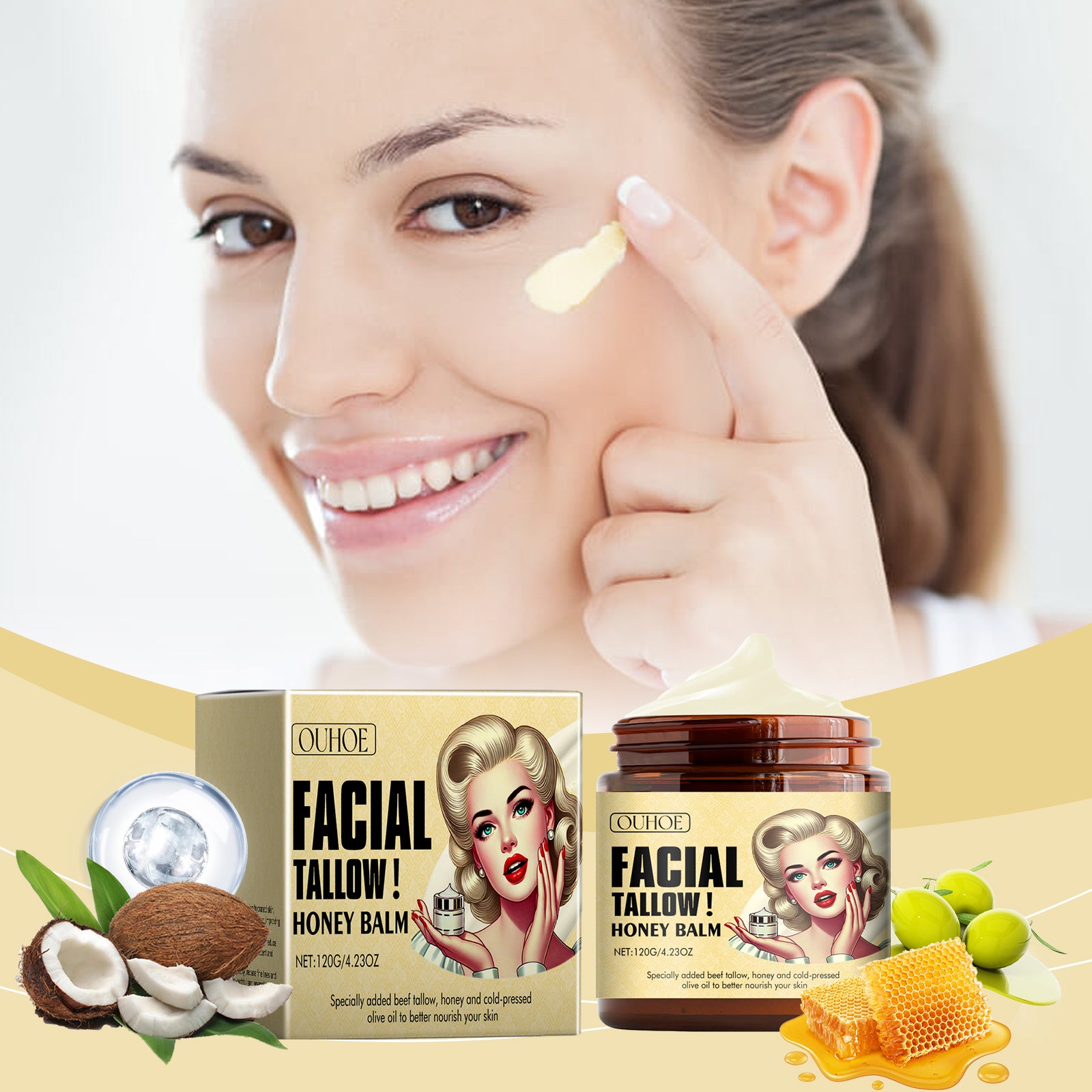Crème hydratante au miel gras de vache 120g-box