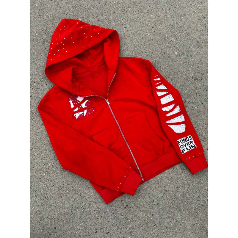 Street Hip-hop Rock-style Letter-print Sweat-up à capuche détendu