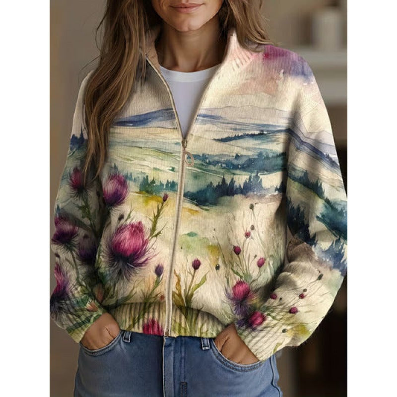 Veste en manteau pour femmes en col rond