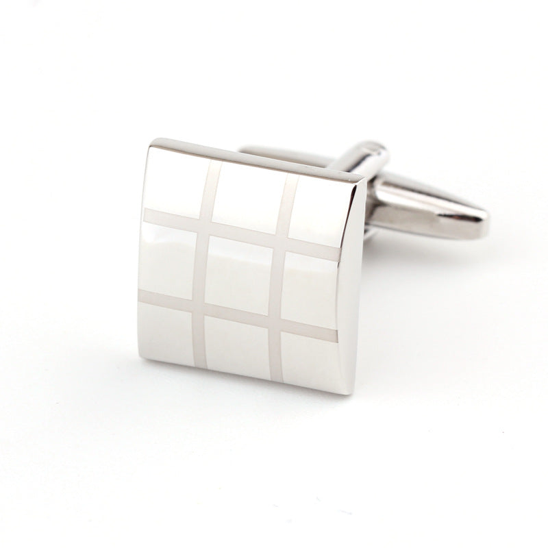 Chemise française en Plaid carré Men's Cufflinks Cufflink