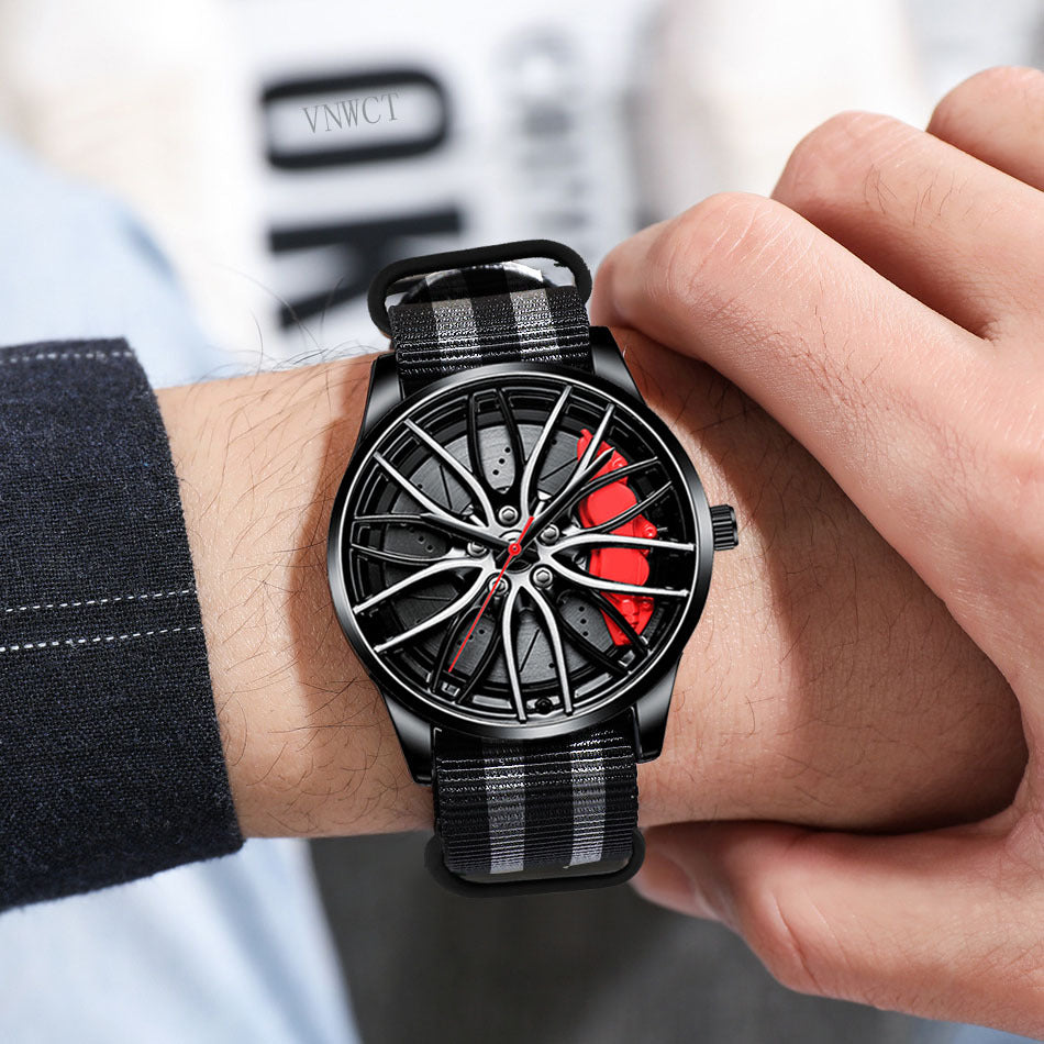 Nylon Roue Hubs Montre Quartz Créative Homme
