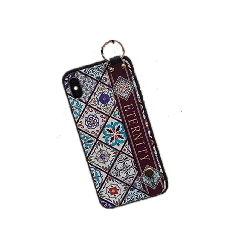 Bracelet bracelet Apple 12 Phone Case Couleur Style ethnique Bandes noires et blanches