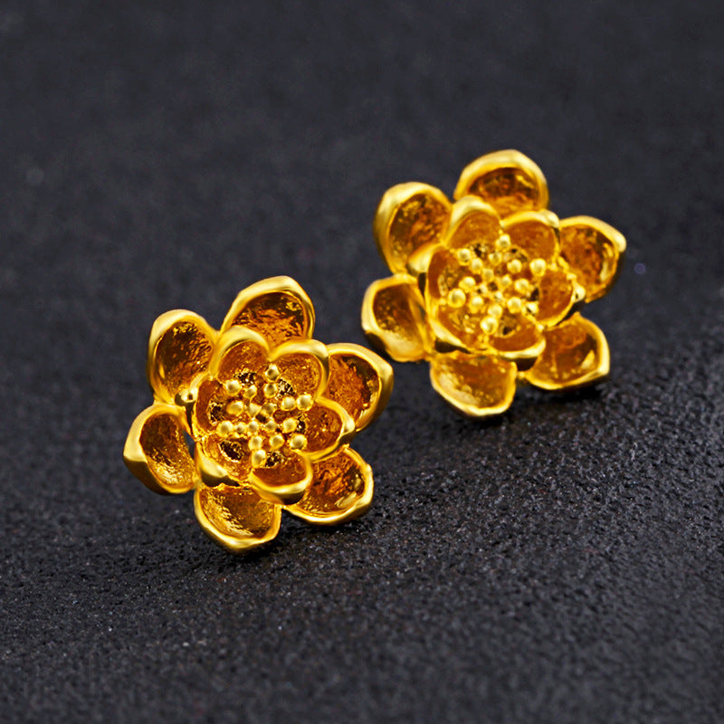 Boucles d'oreilles à goujons de fleurs revêtues d'électroplaqué