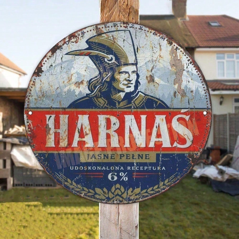 HARNAS Retro Rond Aluminium Plaque Vintage Wall Art