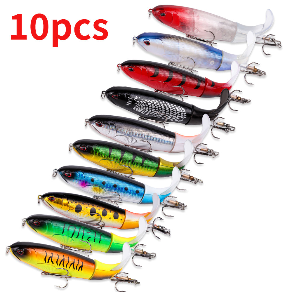 10pcs 1set 13g 10cm Lure de pêche Premium Kit Bass Trout Baits avec la queue d'hélice durable