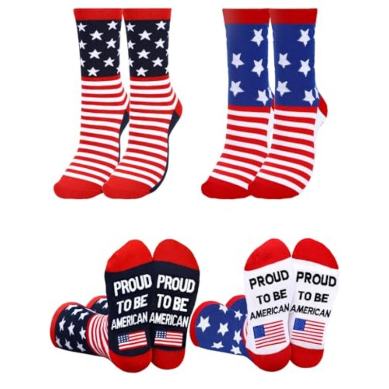 2 paires American USA Drapeau Chaussettes fières d'être une chaussette américaine équipage drôle pour le 4 juillet G