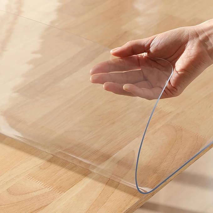Protecteur de table transparent -1,5mm Épaisseur étanche Couverture de table en PVC résistant pour Dinin