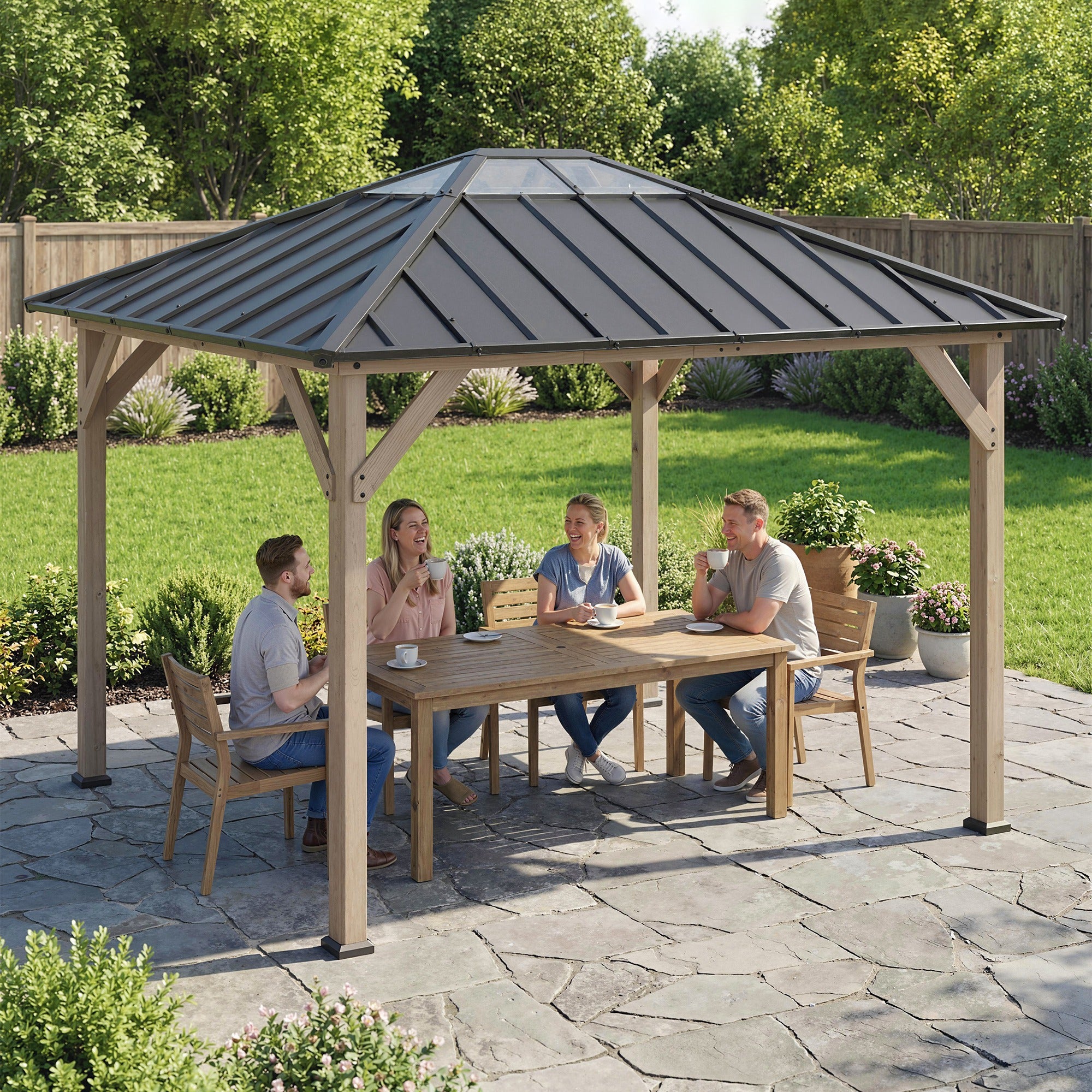 10 x 12 Gazebo à toit en acier galvanisé