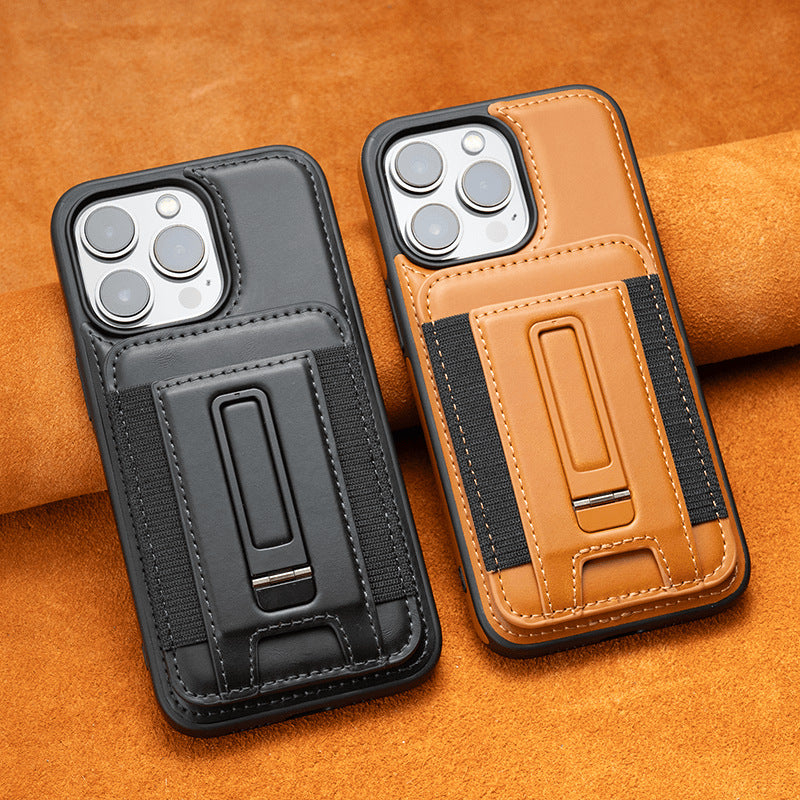 Boîtier en cuir pour téléphone portable résistant à la chute