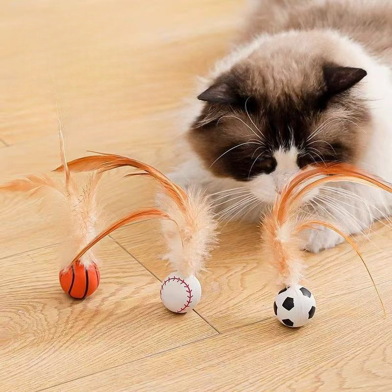 Jouets pour chats, Balles d'autodivertissement, Boules gonflables en plumes, Jouets pour chats, Jeu d'autodivertissement pour chats