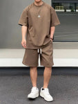 Simple Short-sleeved Couple Style Slip Two-Piece