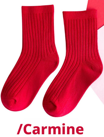 Chaussettes Candy pour enfants - Paire de coton 1 peigné rouge-M