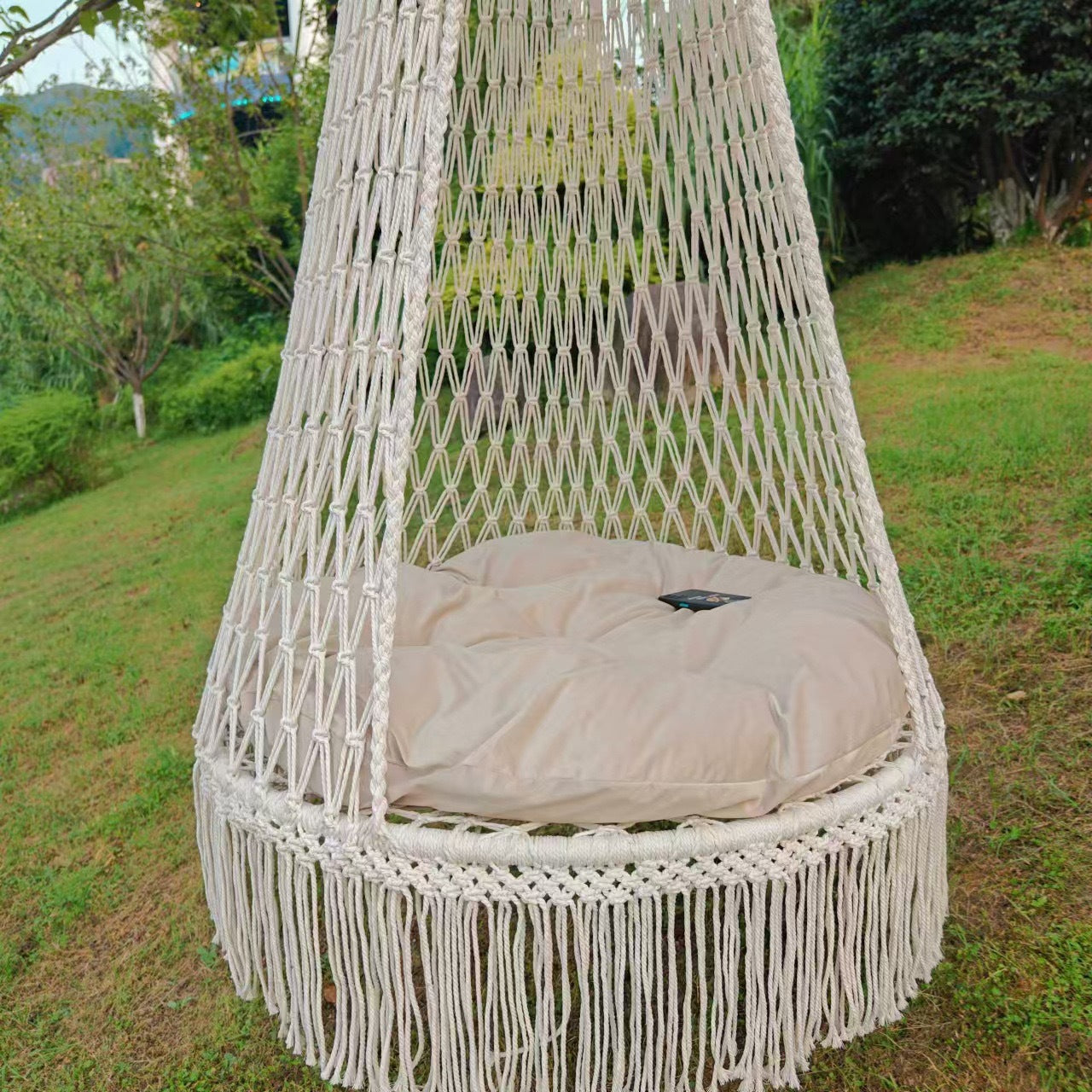 Grand panier de suspension Fils de coton Balcon extérieur Usage domestique