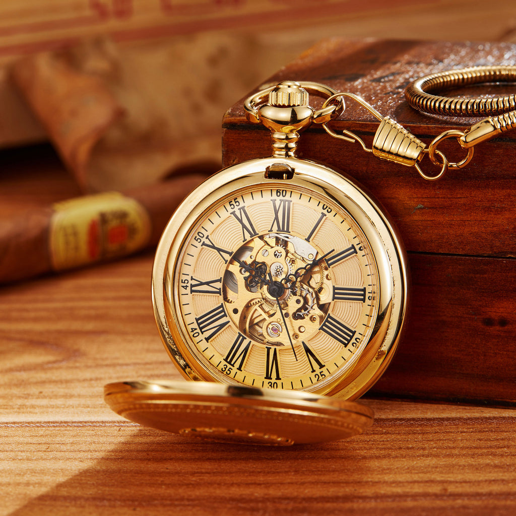 Mouvement entièrement automatique Flip-Open Montre de poche gravé