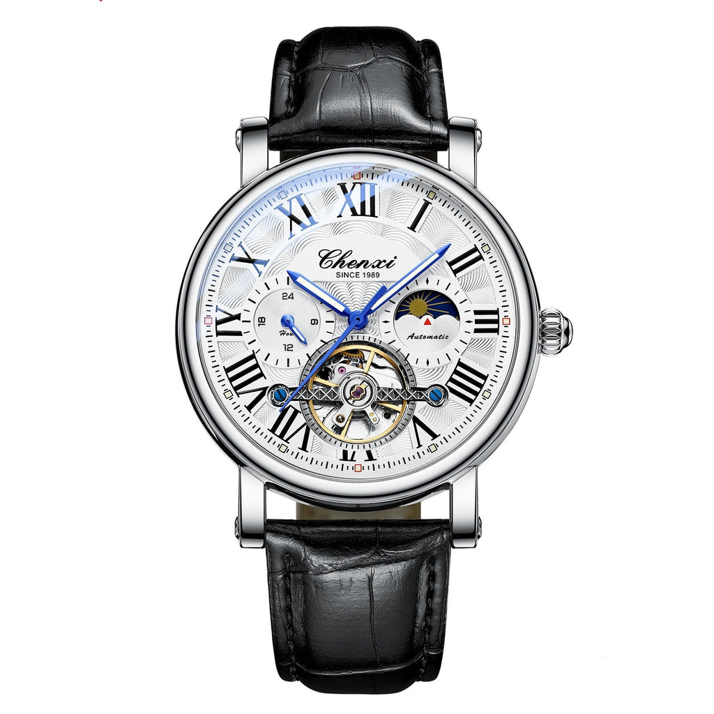 Montre mécanique haute de gamme pour hommes à volant à volant lumineux