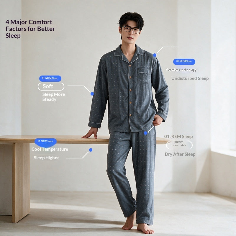 Vêtements de salon pour hommes en coton double couche Gauze