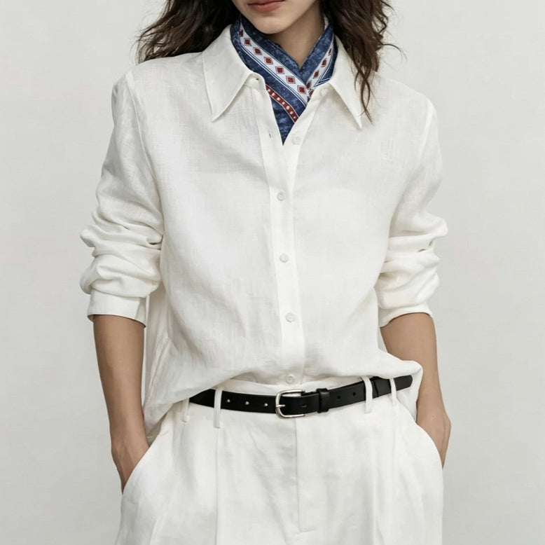 Haut de blouse de style lin pour femmes