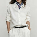 Haut de blouse de style lin pour femmes