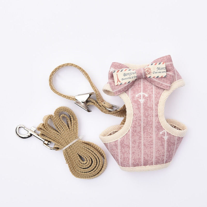 Leash de style vestois pour les chats et les chiens à pied