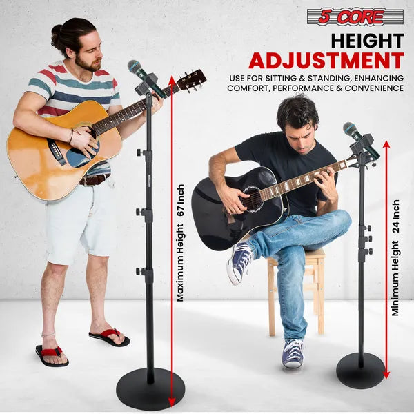 5 Support de microphone de base de niveau 3 réglable en hauteur 24-67" W