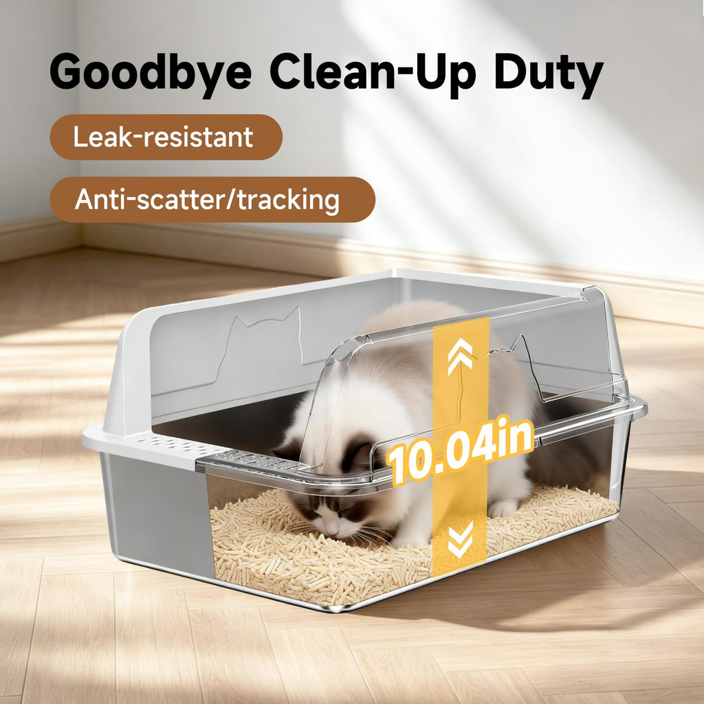 Boîte à litière pour chats en acier inoxydable