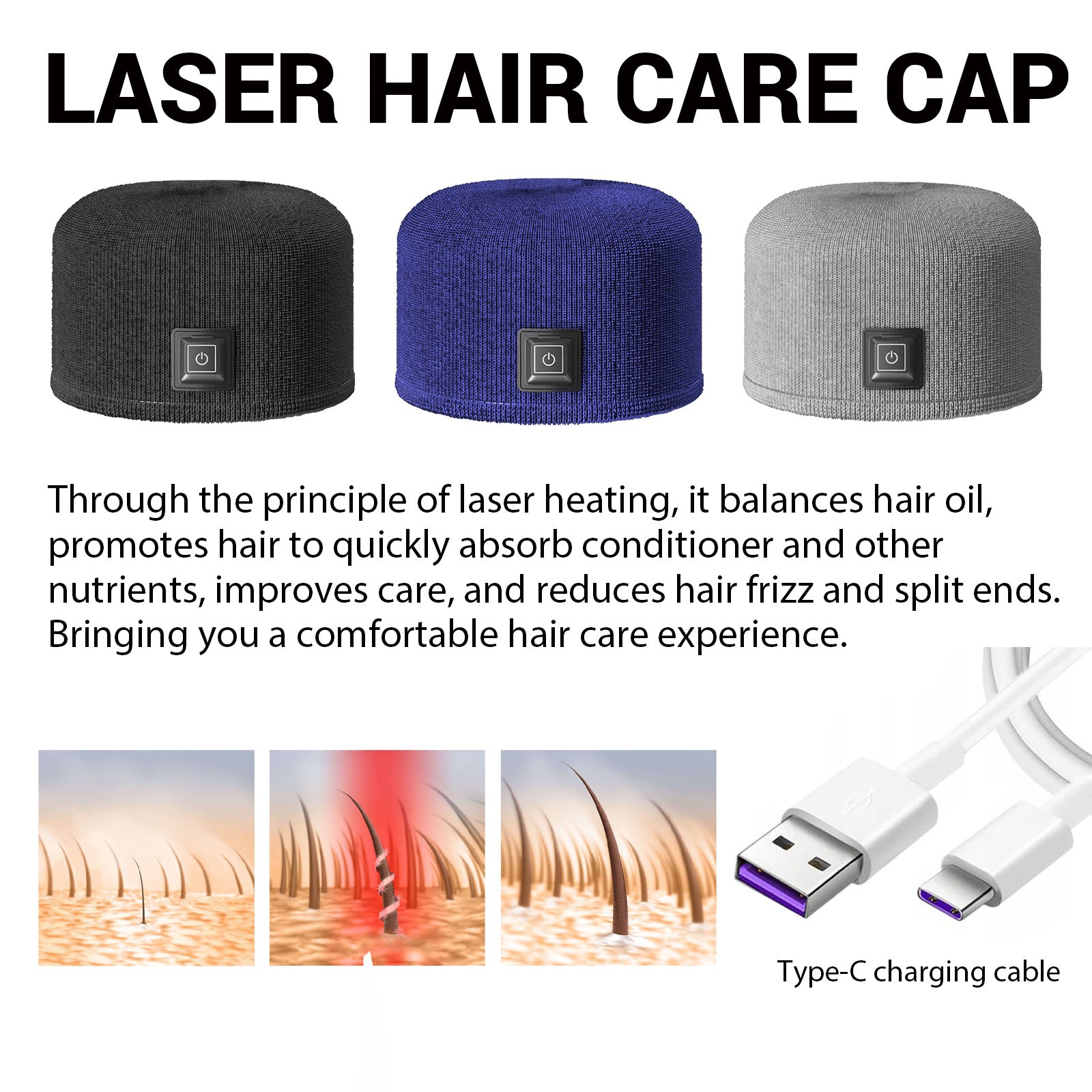 Huukea Dense Toupee Réparation des cheveux Manique épais cheveux fixation tête Massage soins chauffage Ca
