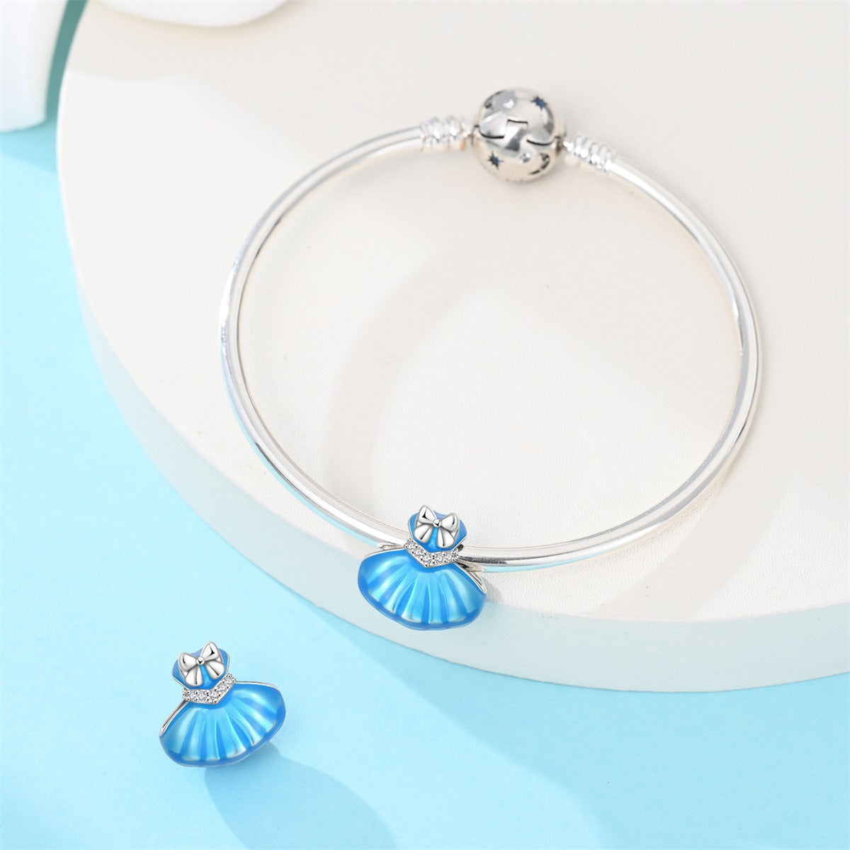 Bracelet de bricolage en cuivre plaqué argent perlé et pendentif