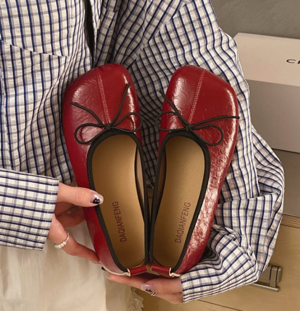 Femmes Bow Decor Round Toe Ballet Flats
