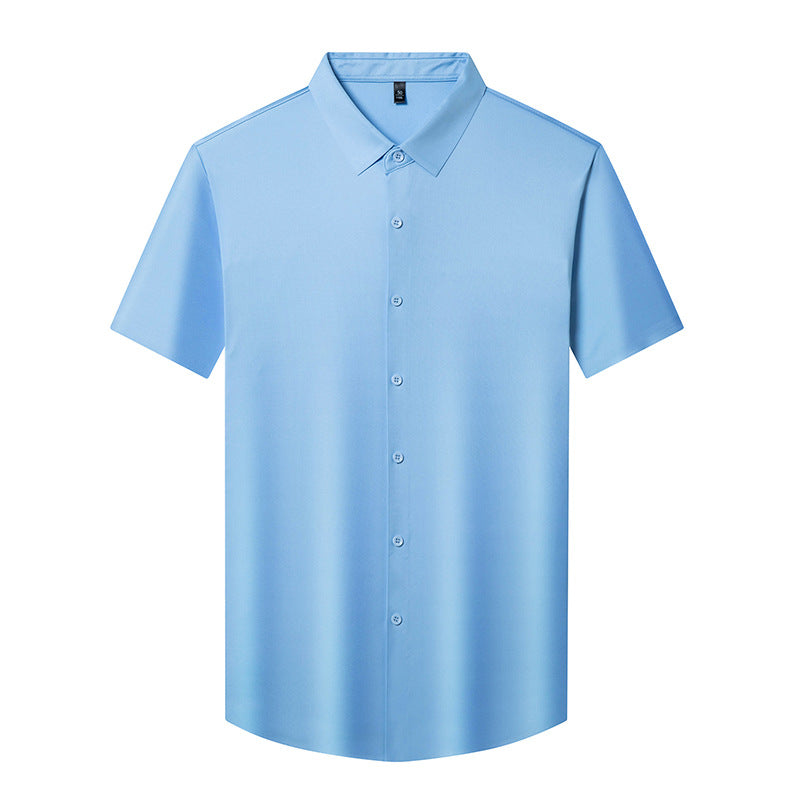 Haut de chemise à manches courtes à bouton de couleur solide pour homme