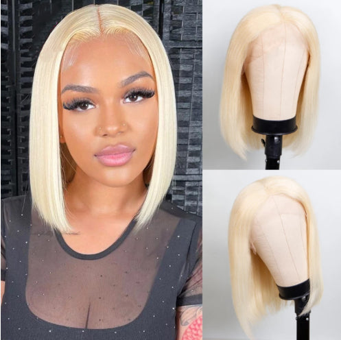 613 Blonde Bob Perruque courte droite Perruques cheveux humains pour les femmes