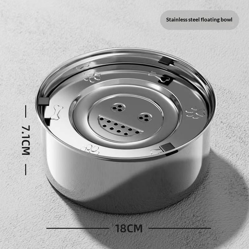 304 En acier inoxydable Floating Pet Splash-Proof Water Bowl Non-Westing Design Tip-Resistant