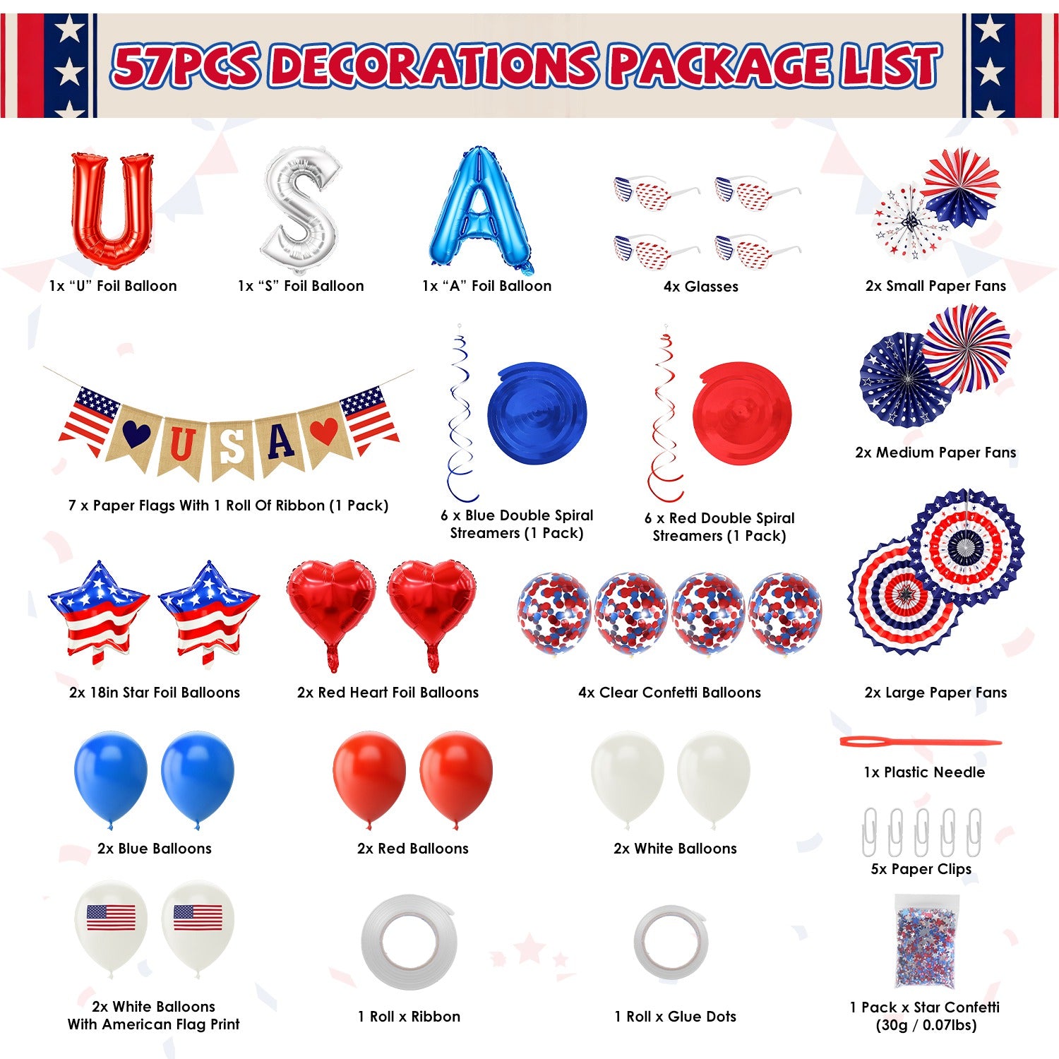 1Set 4th of July Décorations Set