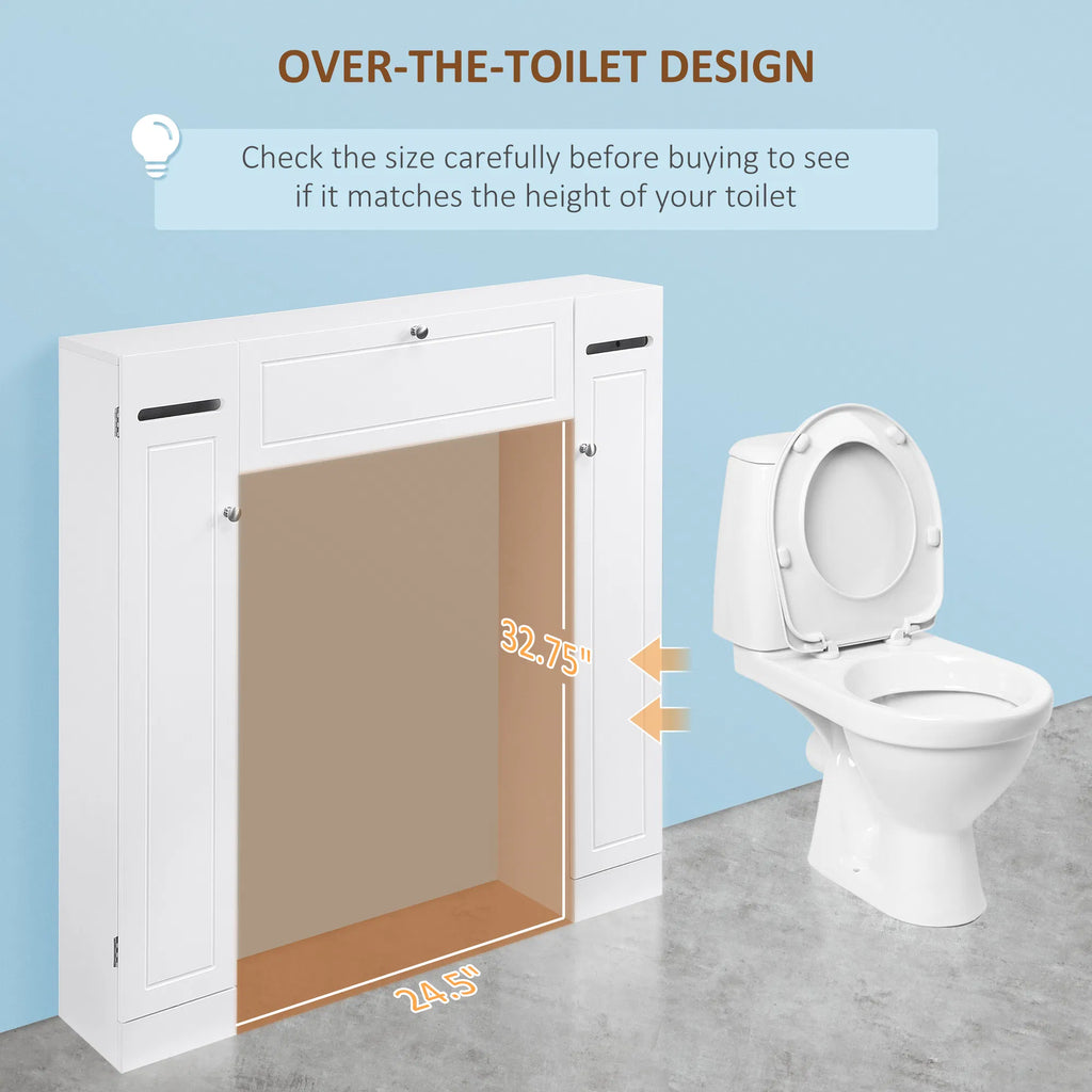 Sur le cabinet de rangement des toilettes