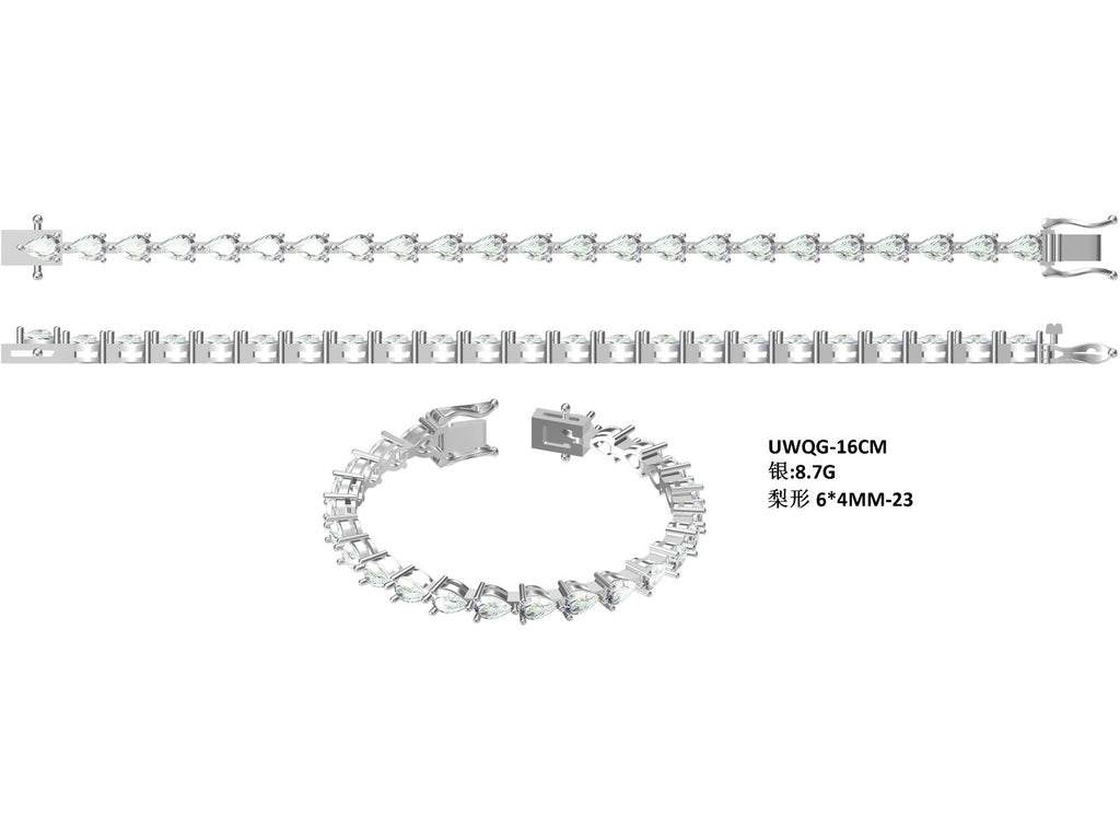 S925 Argent Sterling Pear Cut Moissanite Bracelet de tennis 6x4mm D Couleur VVS1 16-18-20cm GRA