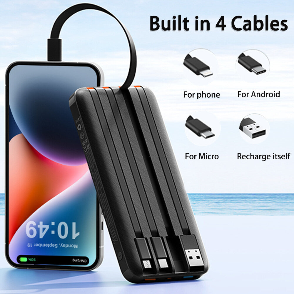 Power Bank Pack 10o00mAh Chargeur rapide 4 USB batterie externe pour téléphone mobile