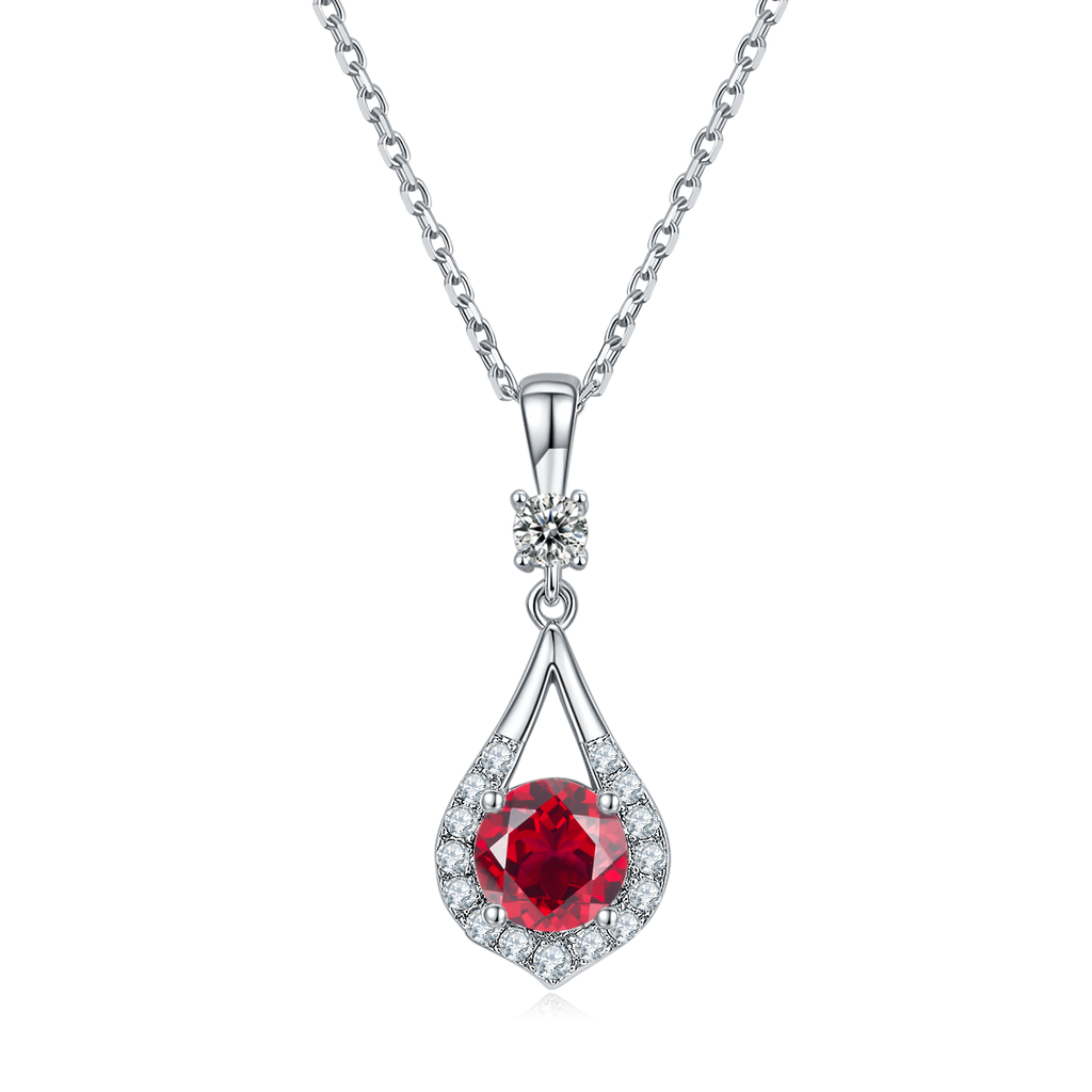 S925 Collier en argent sterling Teardrop Halo