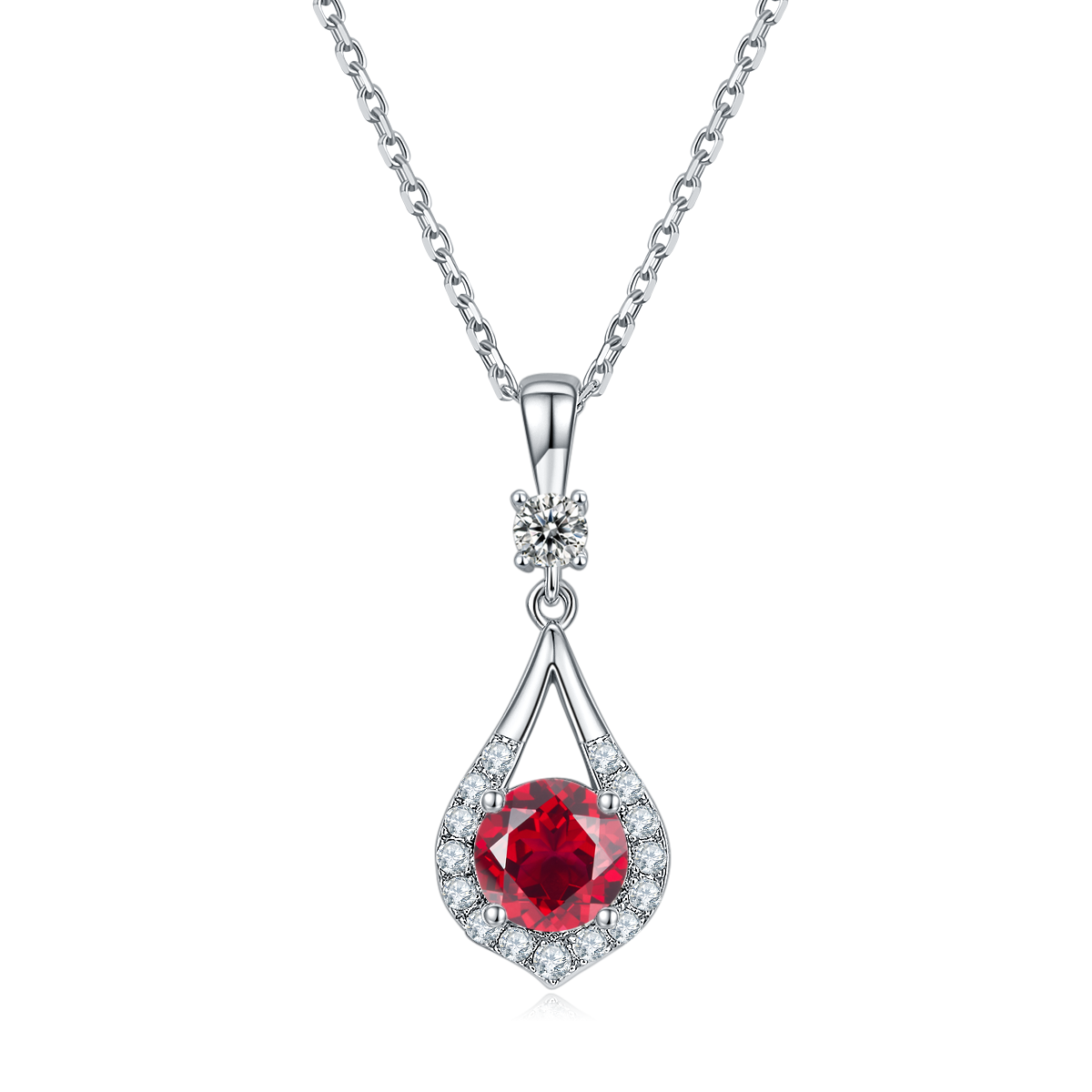 S925 Collier en argent sterling Teardrop Halo