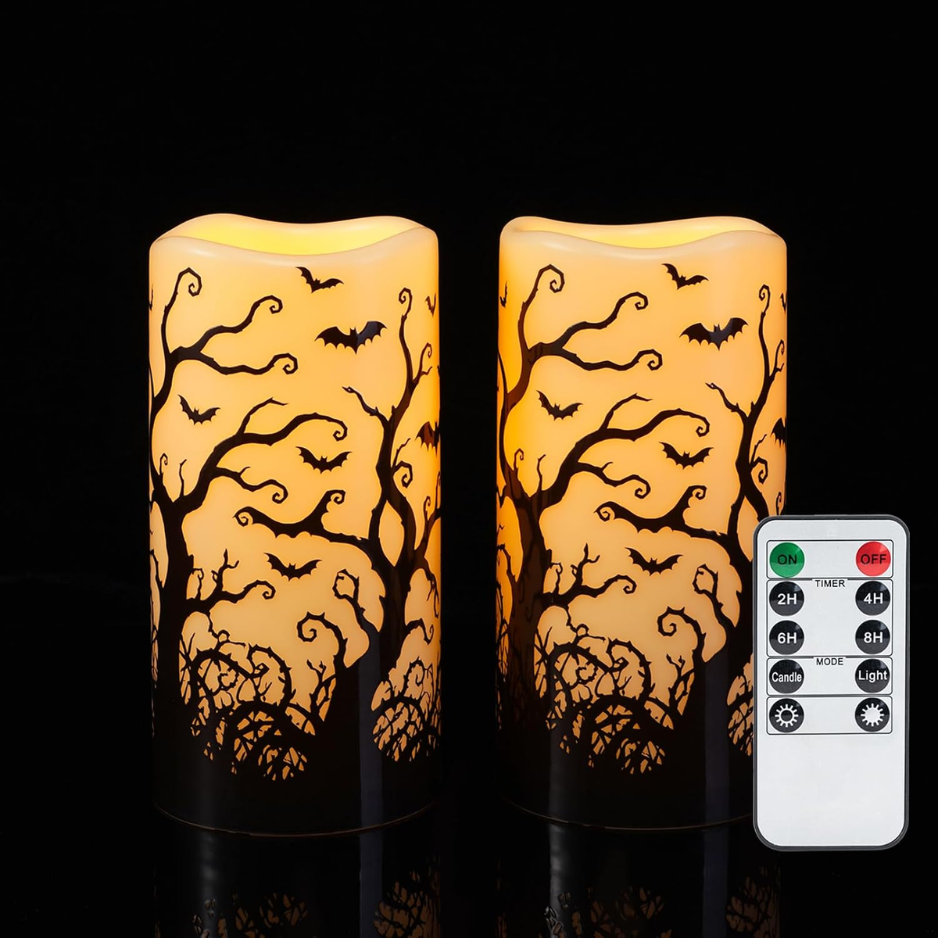 Bougies LED sans flamme Halloween avec télécommande