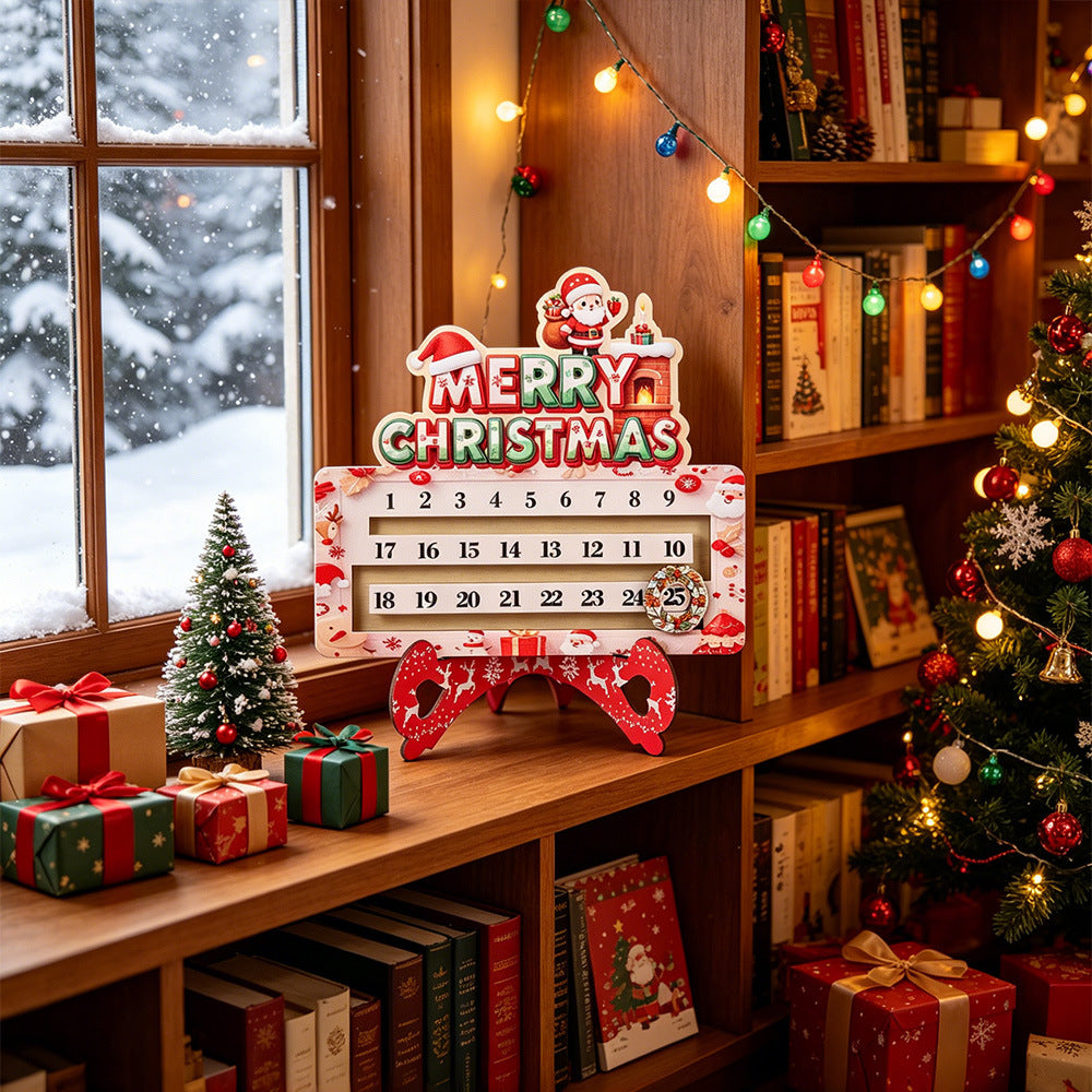 Créative Cartoon Countdown Christmas Wooden Tabletop Craft