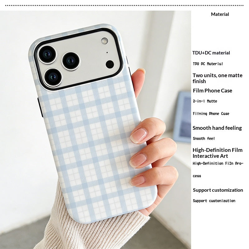 Couverture de protection à l'épreuve de la chute du corps complet de l'étui de téléphone de film de plaid