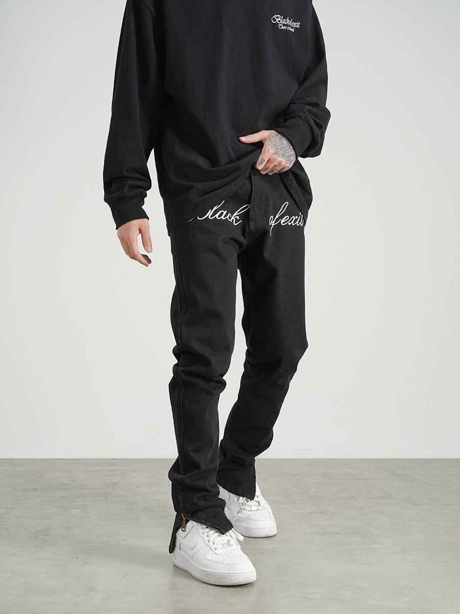 National Trendy Street Broderie rétro Jeans fente