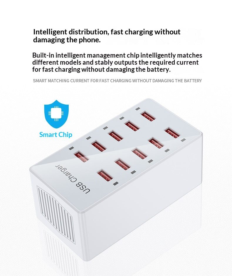 Chargeur multi-USB de 10 ports 60W