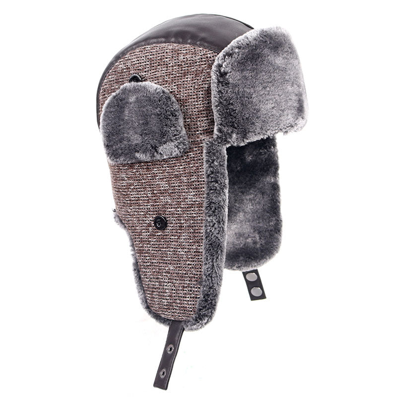 Chapeau senior en cuir Pu moyen et vieux avec velours chaud et coupe vent