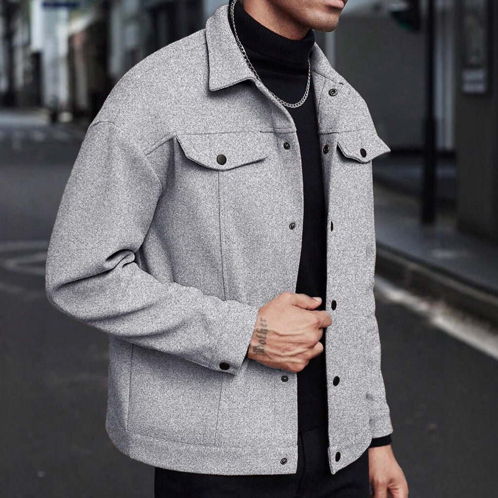European And American Amazon Temu Autumn And Winter Style Homme Woolen Lapel Jacket Casual